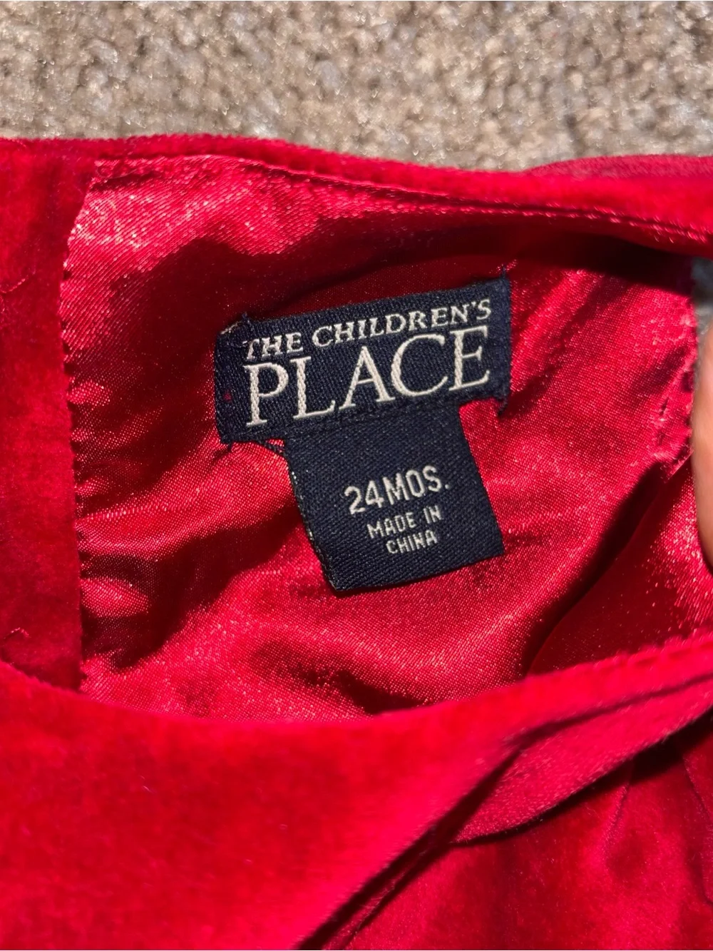 The Children's Place 24 months Bright Red Velvet Dress